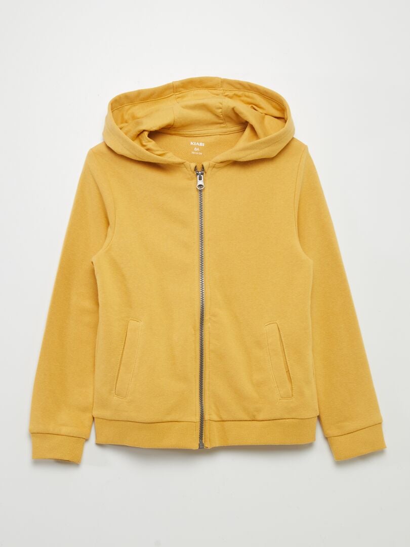 Sweat zippé à capuche jaune - Kiabi