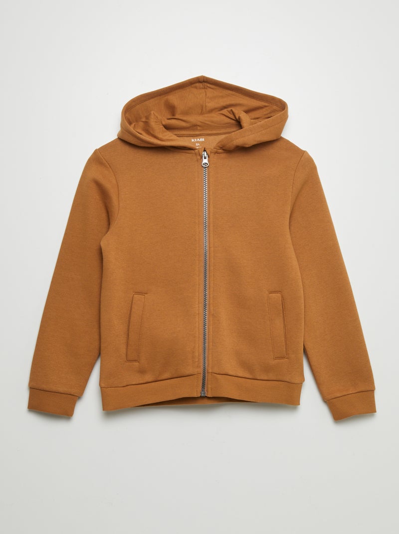 Sweat zippé à capuche Jaune moutarde Kiabi