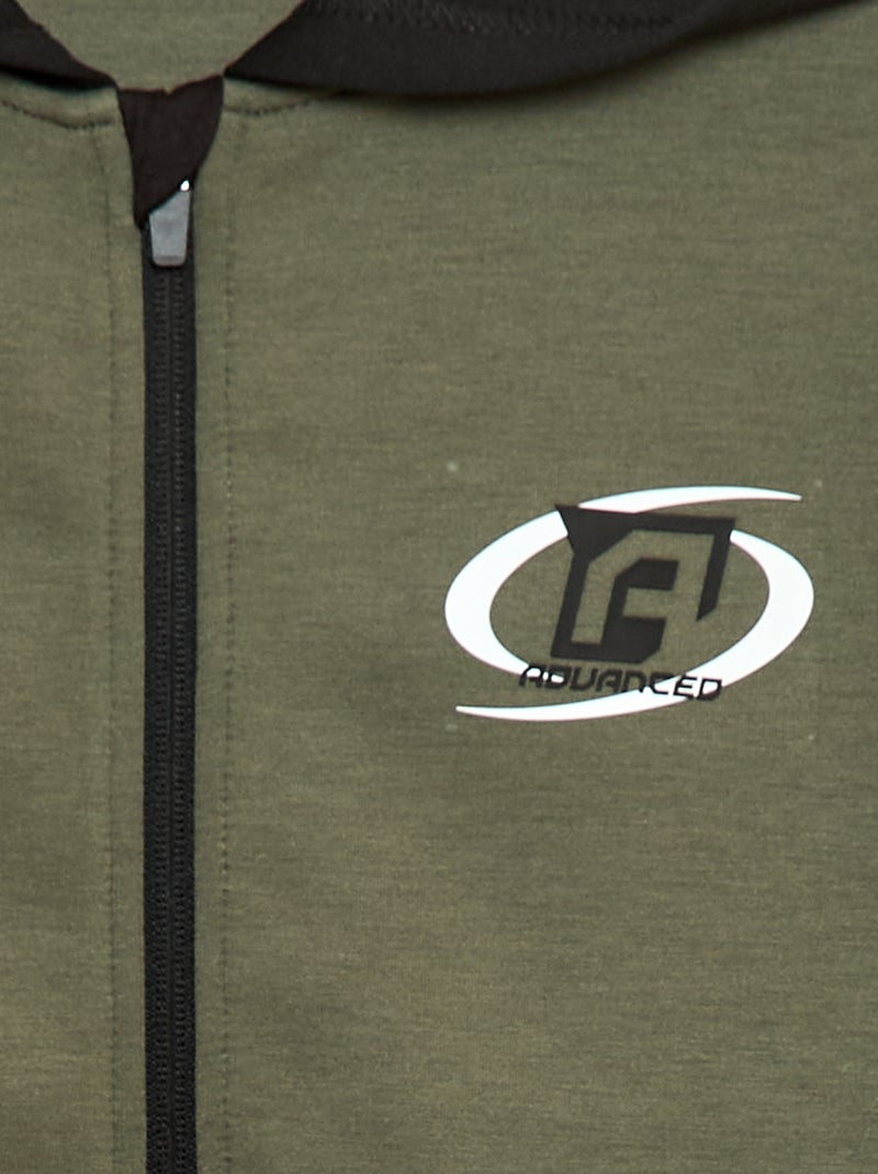 Sweat zippé à capuche Kaki - Kiabi