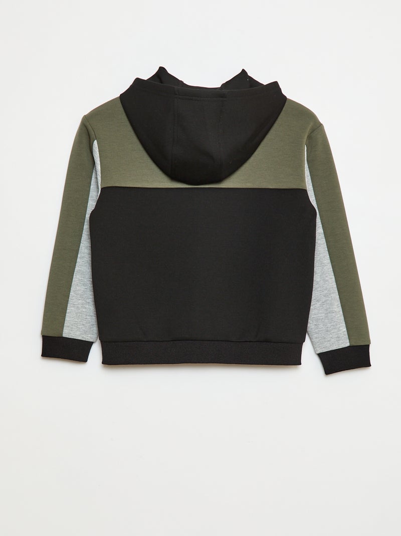 Sweat zippé à capuche Kaki - Kiabi