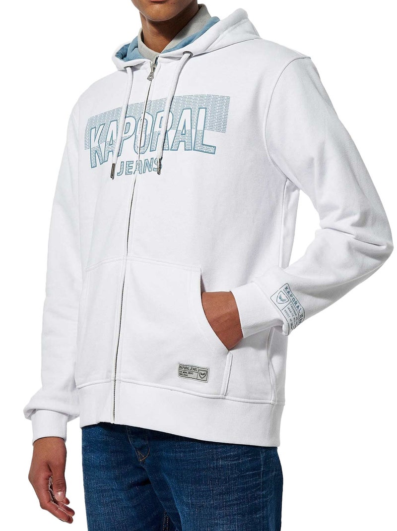 Sweat Zippé à Capuche Kaporal Moka Blanc - Kiabi