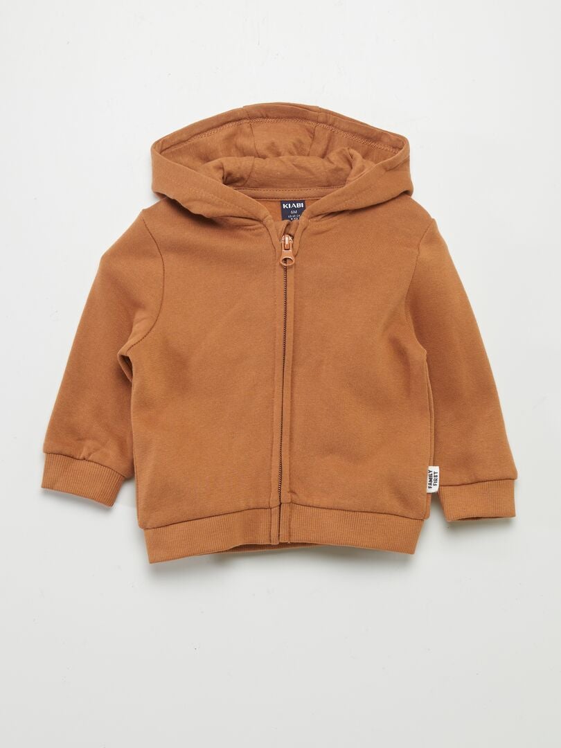 Sweat zippé à capuche Marron - Kiabi