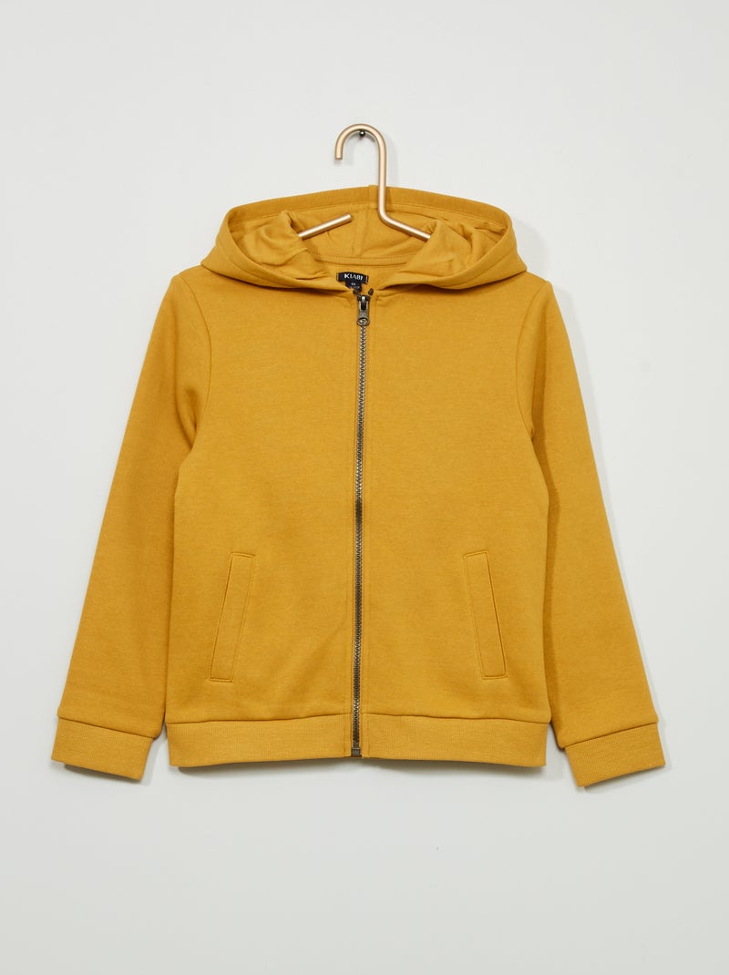 Sweat zippé à capuche moutarde - Kiabi