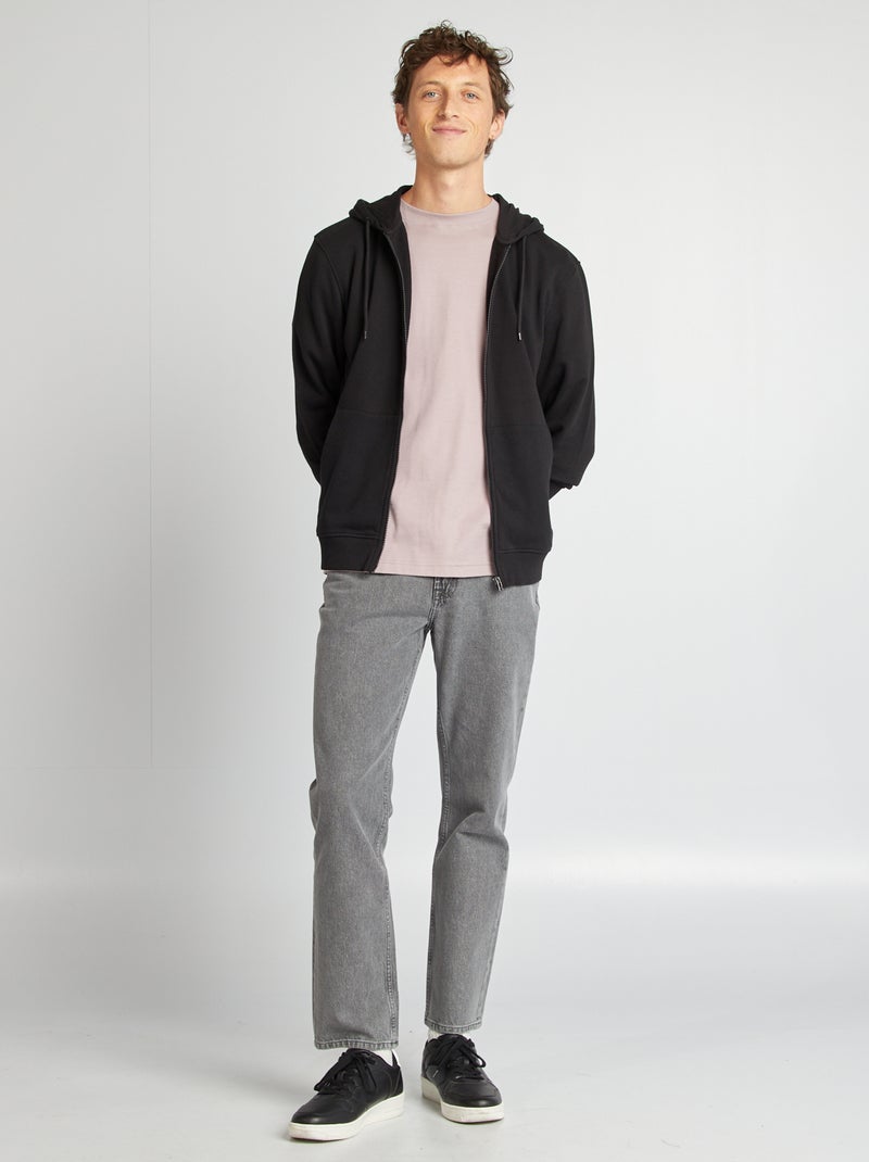 Sweat zippé à capuche noir - Kiabi