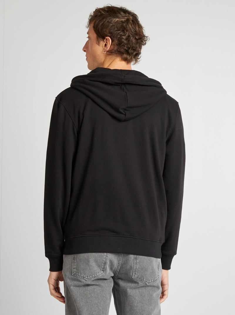 Sweat zippé à capuche noir - Kiabi