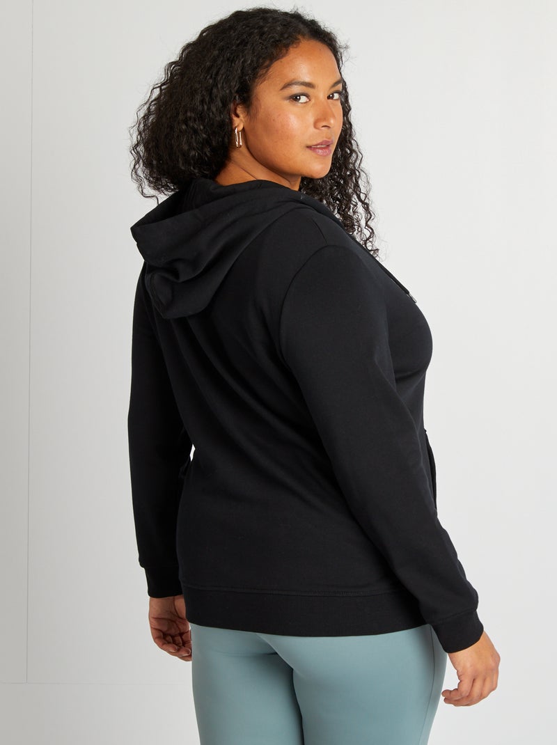 Sweat zippé à capuche noir - Kiabi