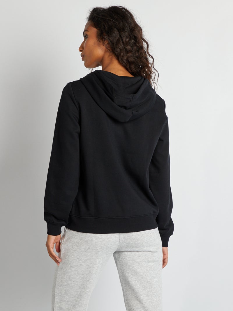 Sweat zippé à capuche noir - Kiabi