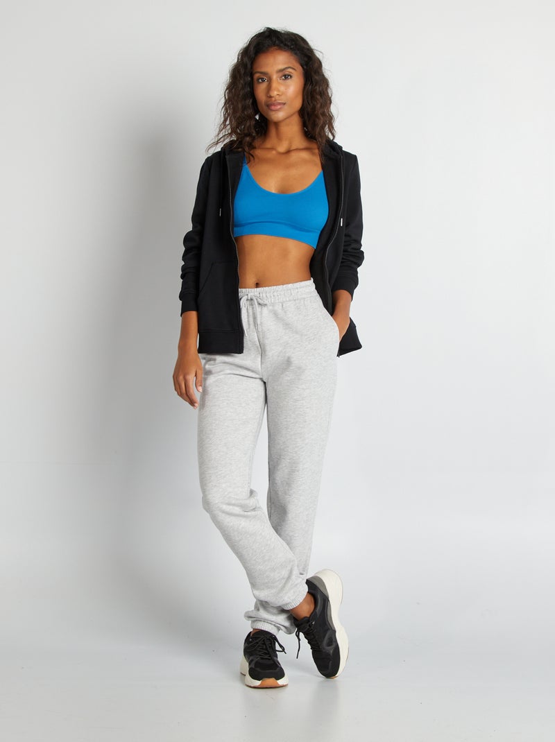 Sweat zippé à capuche noir - Kiabi