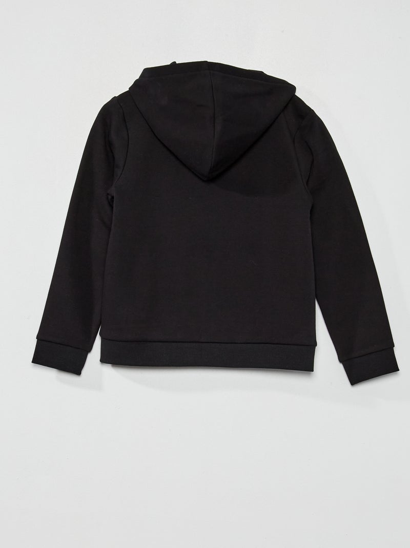 Sweat zippé à capuche noir - Kiabi