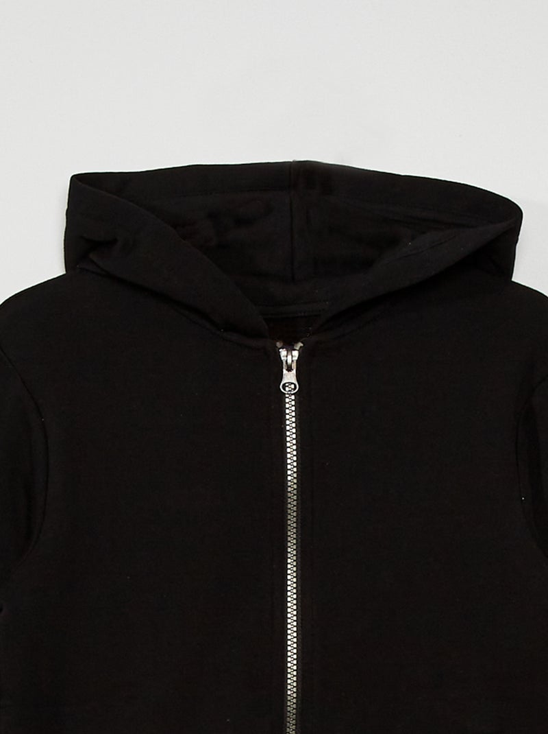Sweat zippé à capuche noir - Kiabi
