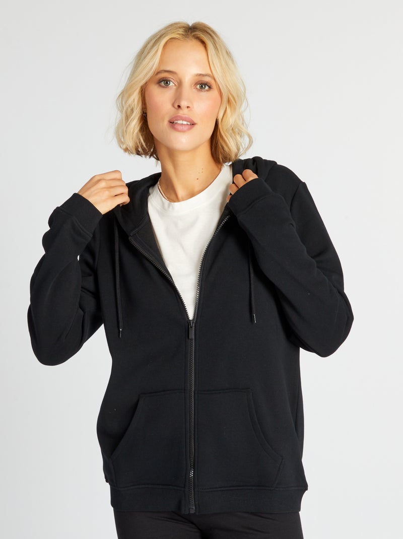 Sweat zippé à capuche Noir - Kiabi