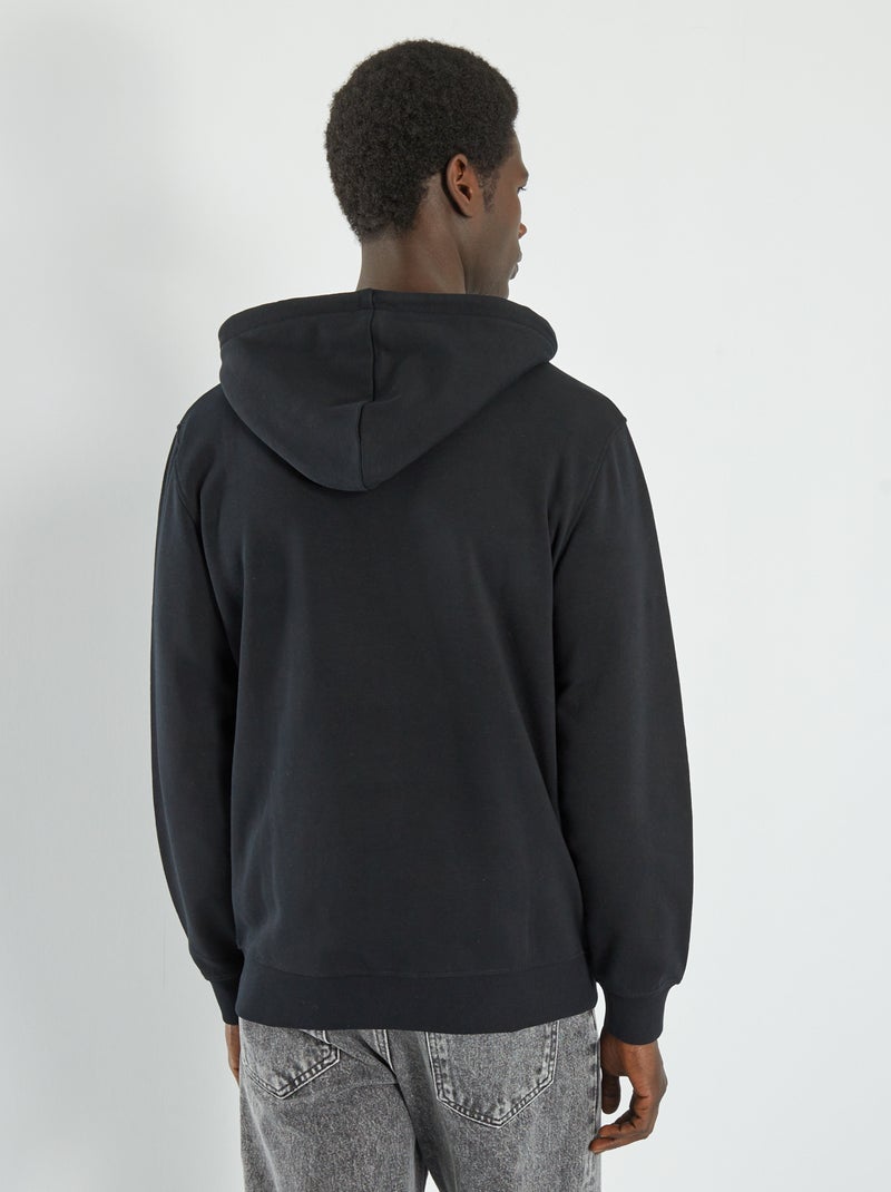 Sweat zippé à capuche noir - Kiabi