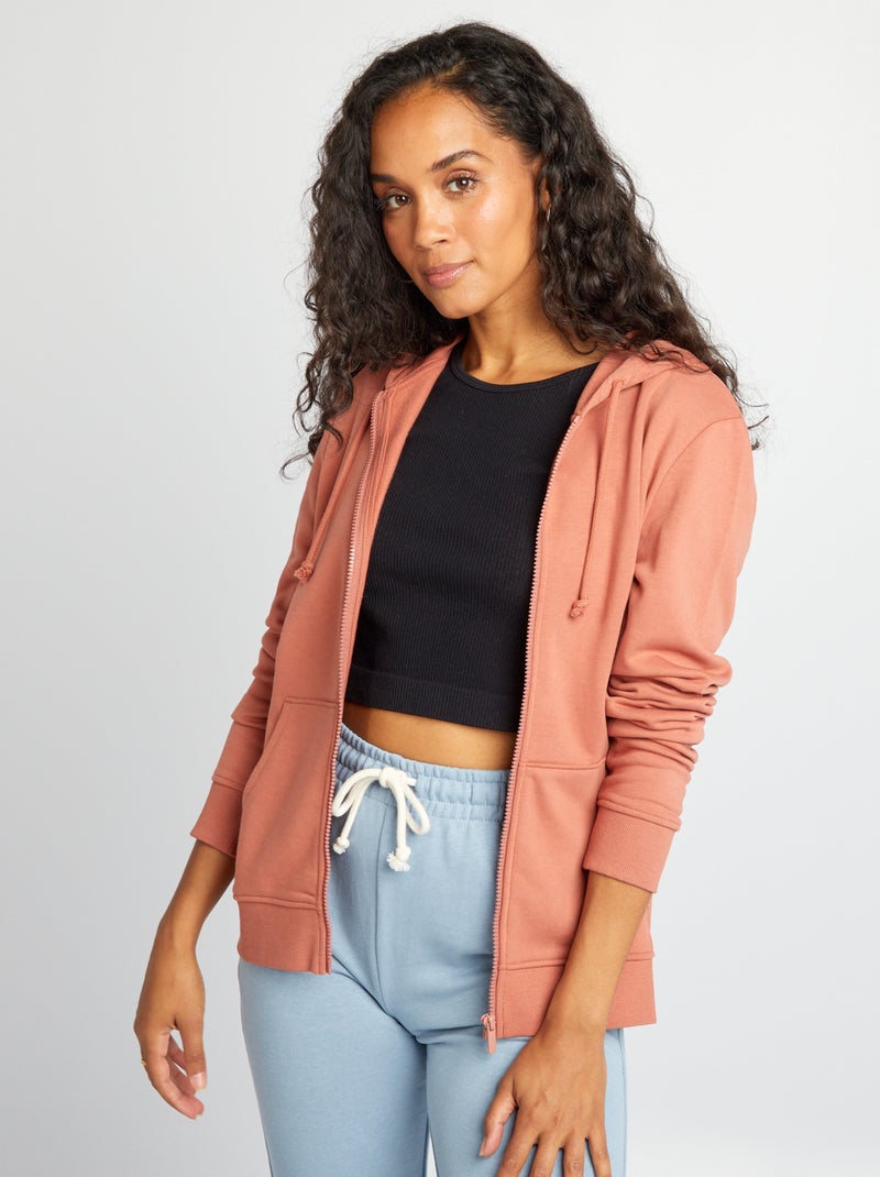Sweat zippé à capuche Rose - Kiabi