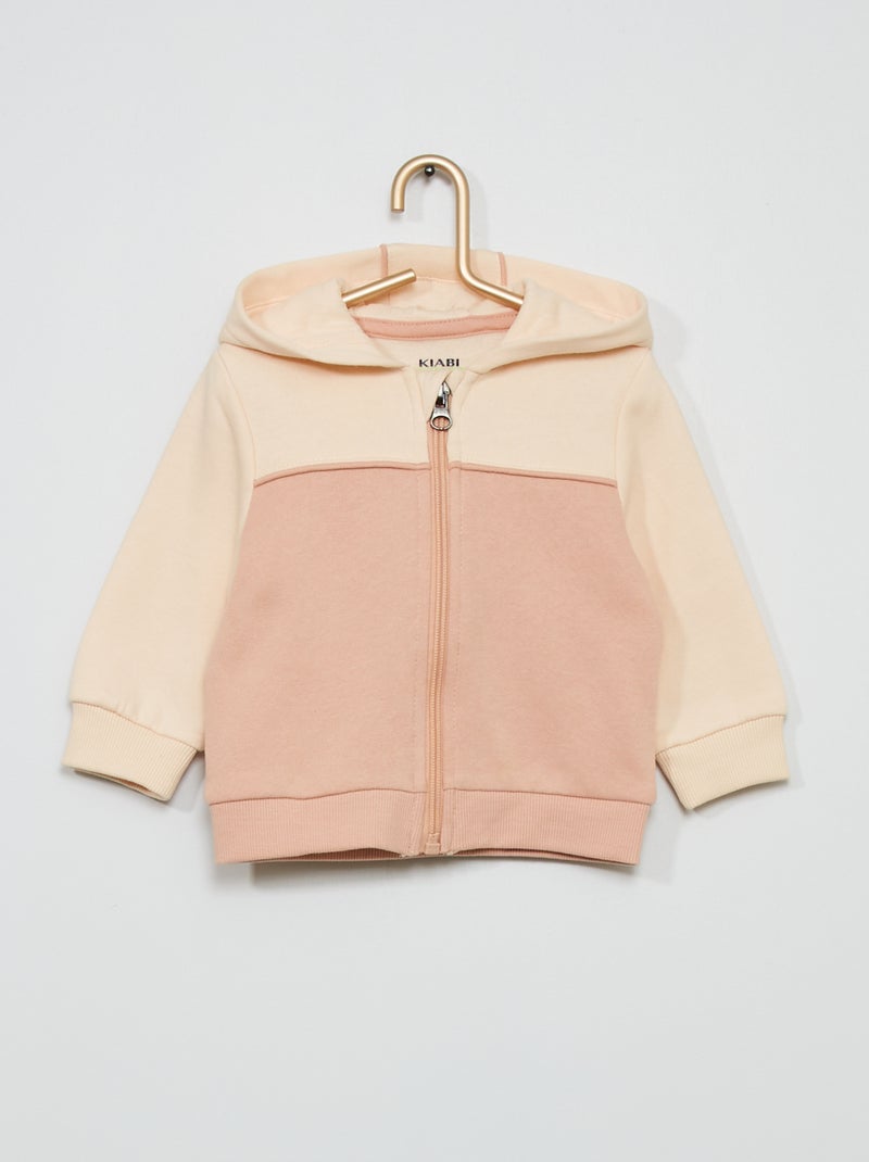 Sweat zippé à capuche rose - Kiabi