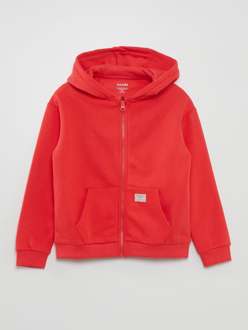 Sweat zippé à capuche Rouge - Kiabi