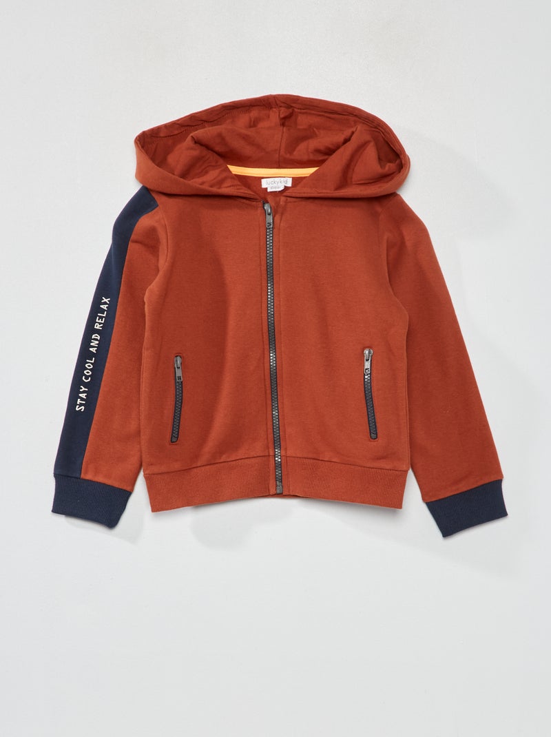 Sweat zippé à capuche rouge brique - Kiabi