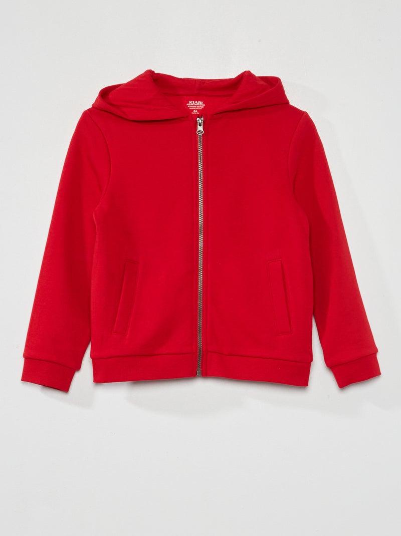 Sweat zippé à capuche Rouge - Kiabi