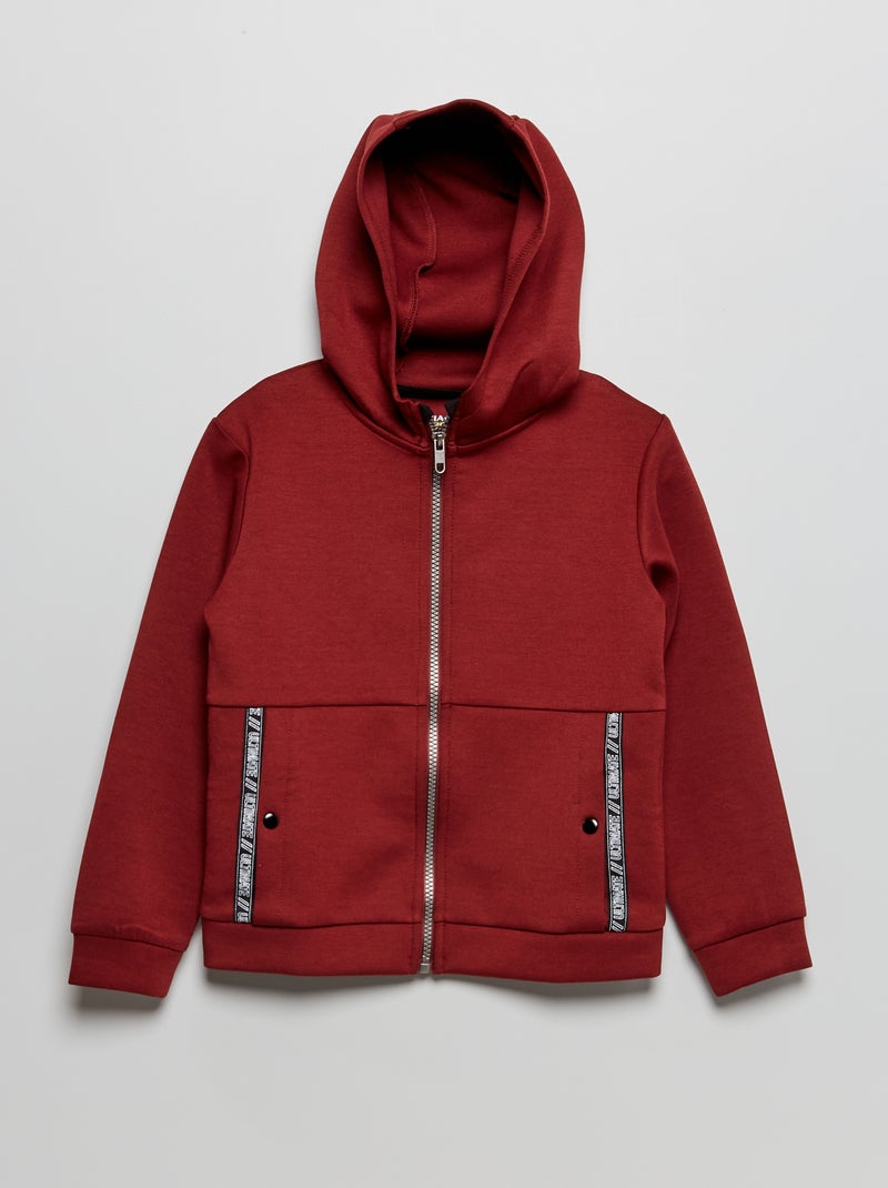 Sweat zippé à capuche Rouge - Kiabi