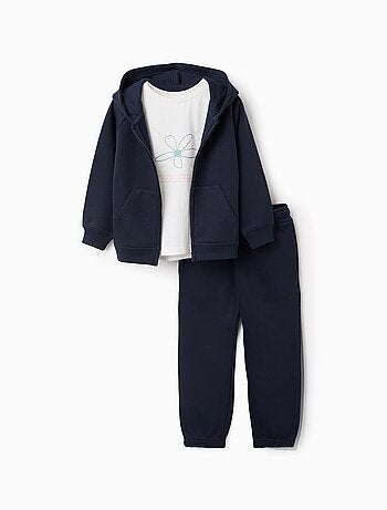 Sweat zippé à capuche + T-shirt + pantalon