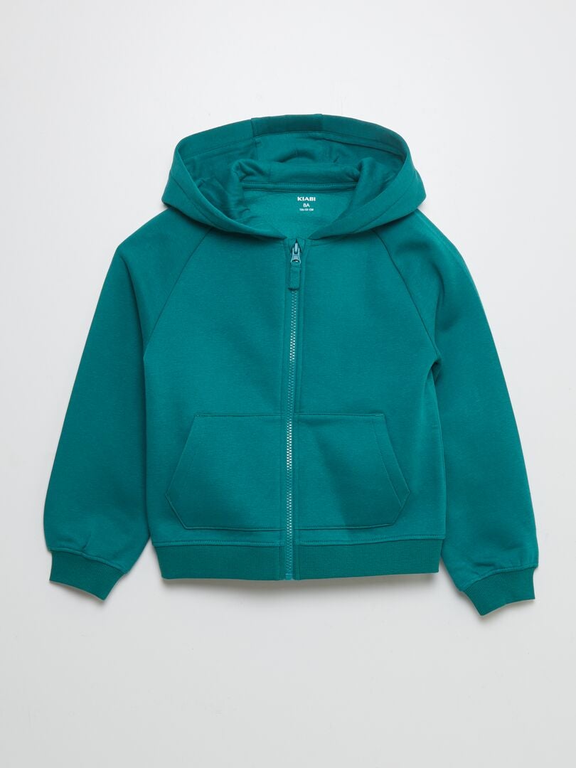 Sweat zippé à capuche uni - So Easy Vert - Kiabi