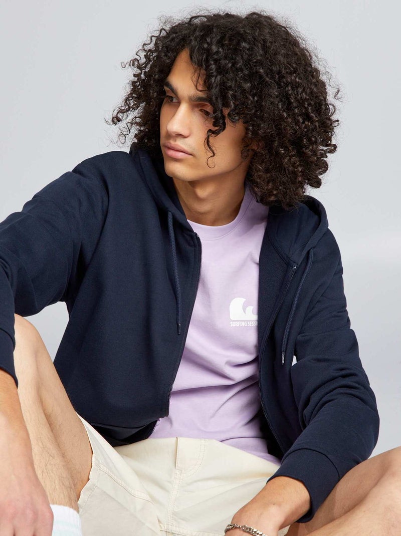 Sweat zippé à capuche uni Bleu marine - Kiabi