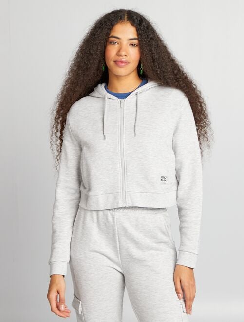 Sweat Zippé à Capuche Coupe Large Fille Noir