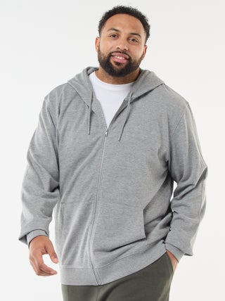 Sweat zippé à capuche uni