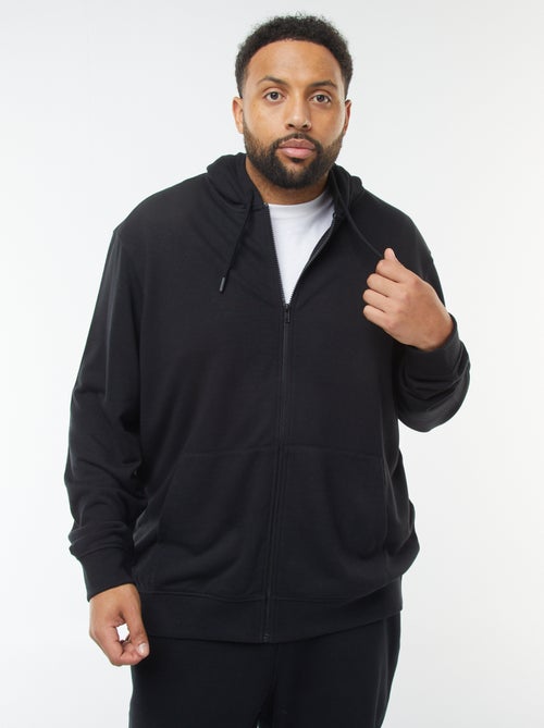 Sweat zippé à capuche uni - Kiabi