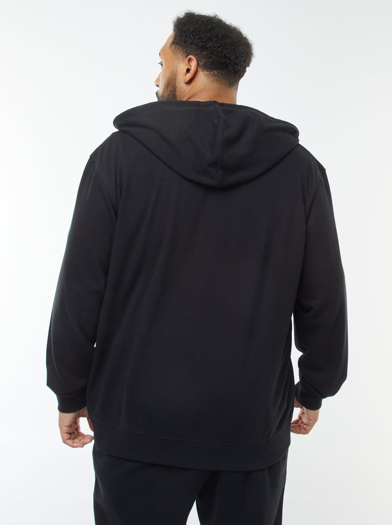 Sweat zippé à capuche uni noir - Kiabi