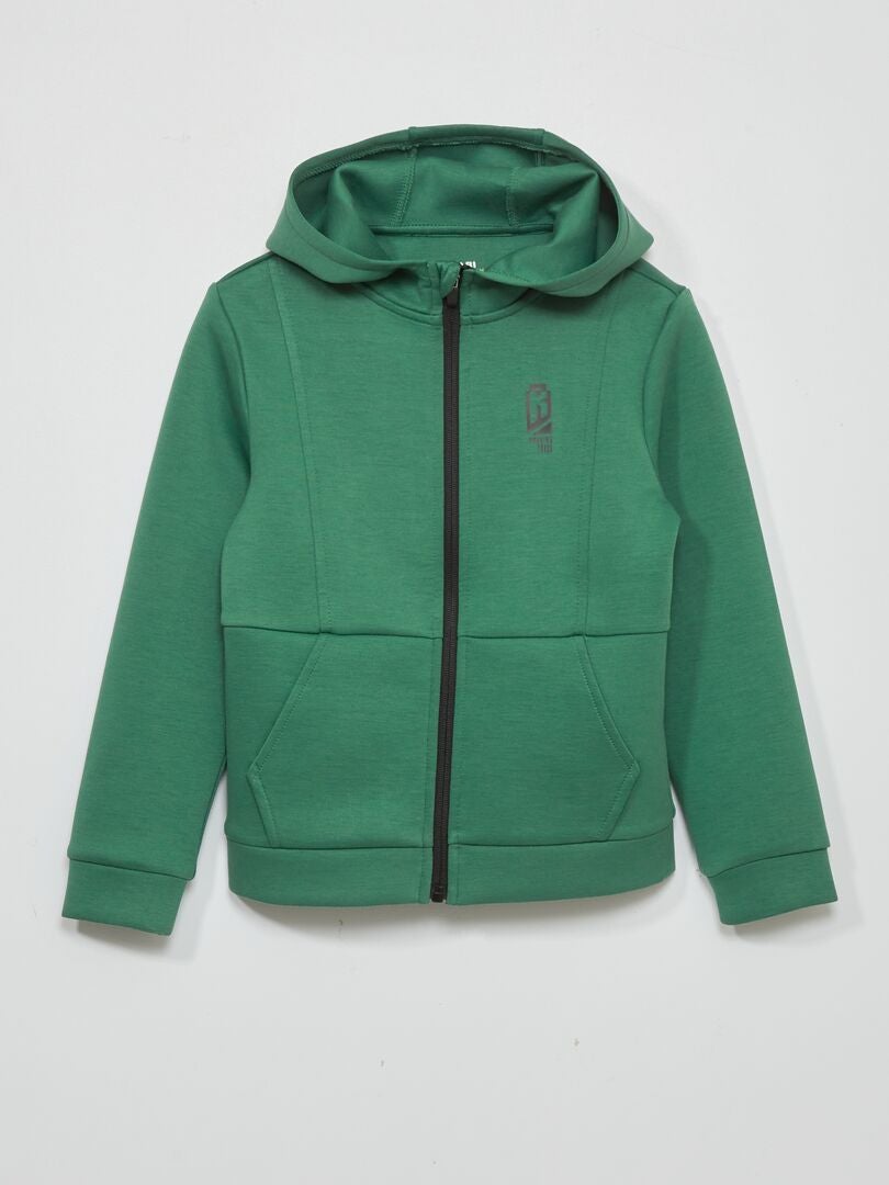 Sweat zippé à capuche Vert - Kiabi