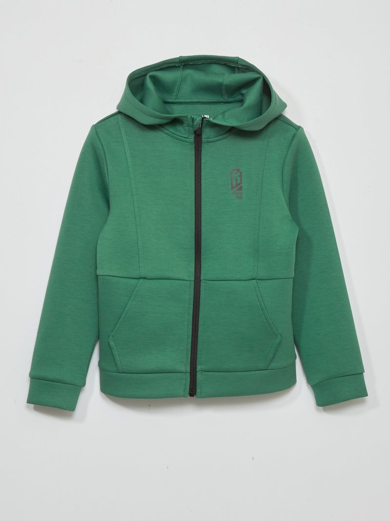 Sweat zippé à capuche Vert - Kiabi