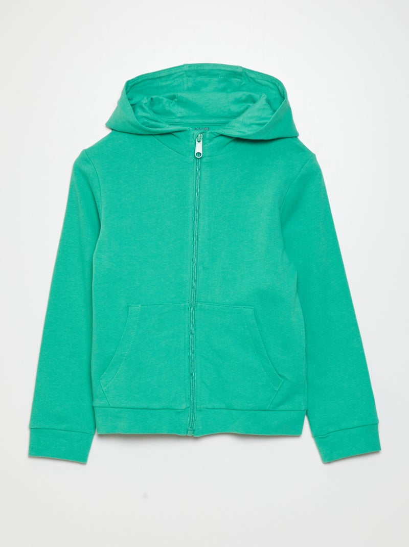 Sweat zippé à capuche Vert - Kiabi