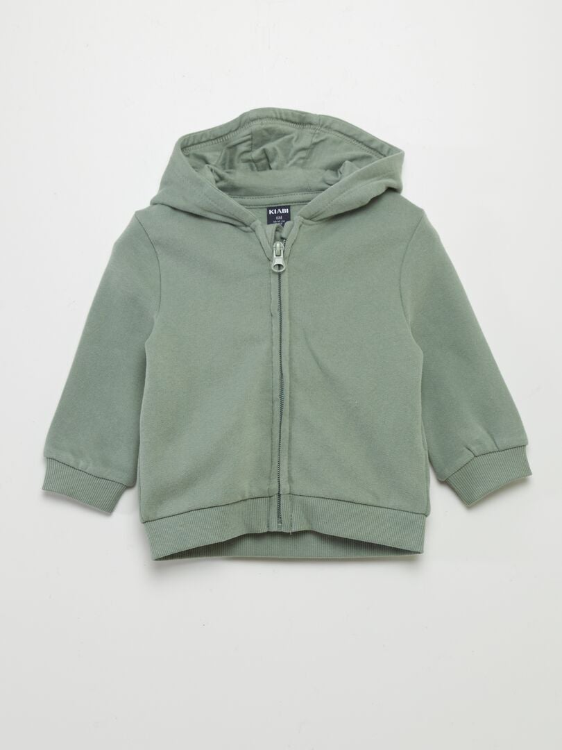 Sweat zippé à capuche Vert - Kiabi