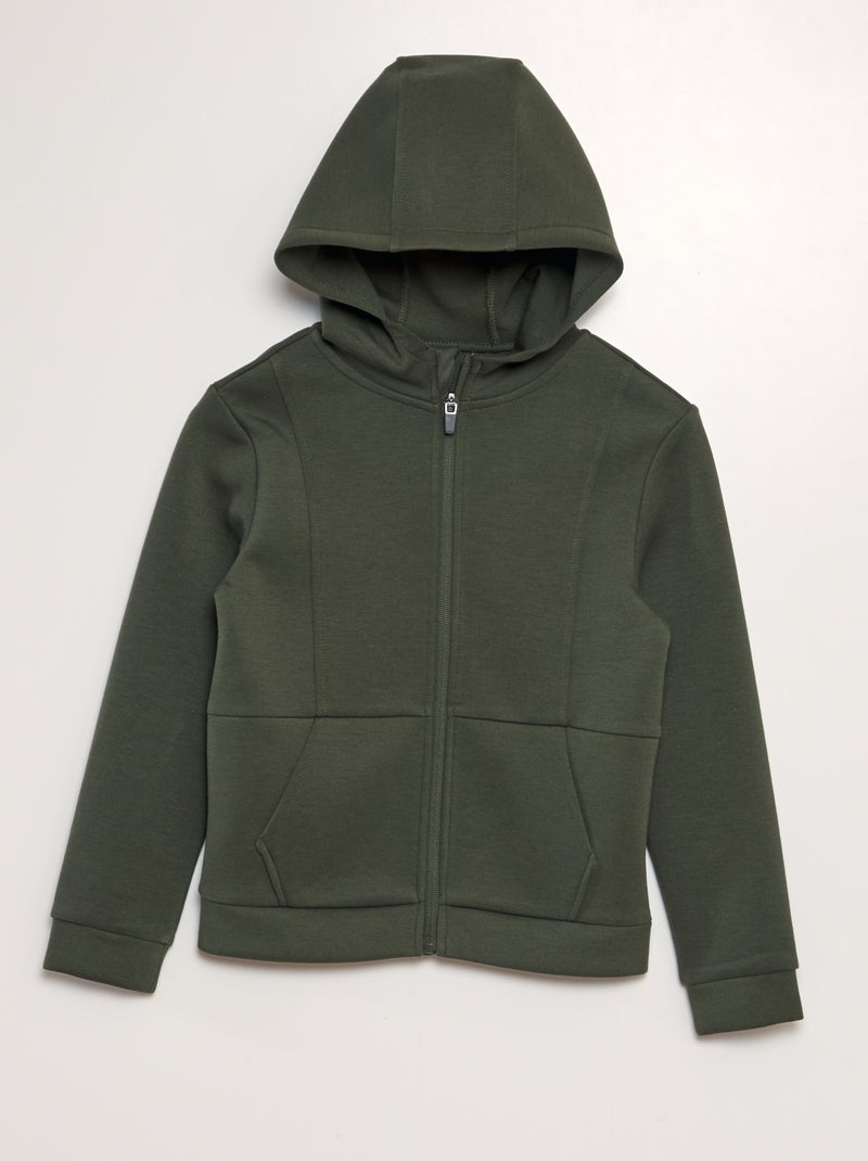 Sweat zippé à capuche Vert - Kiabi