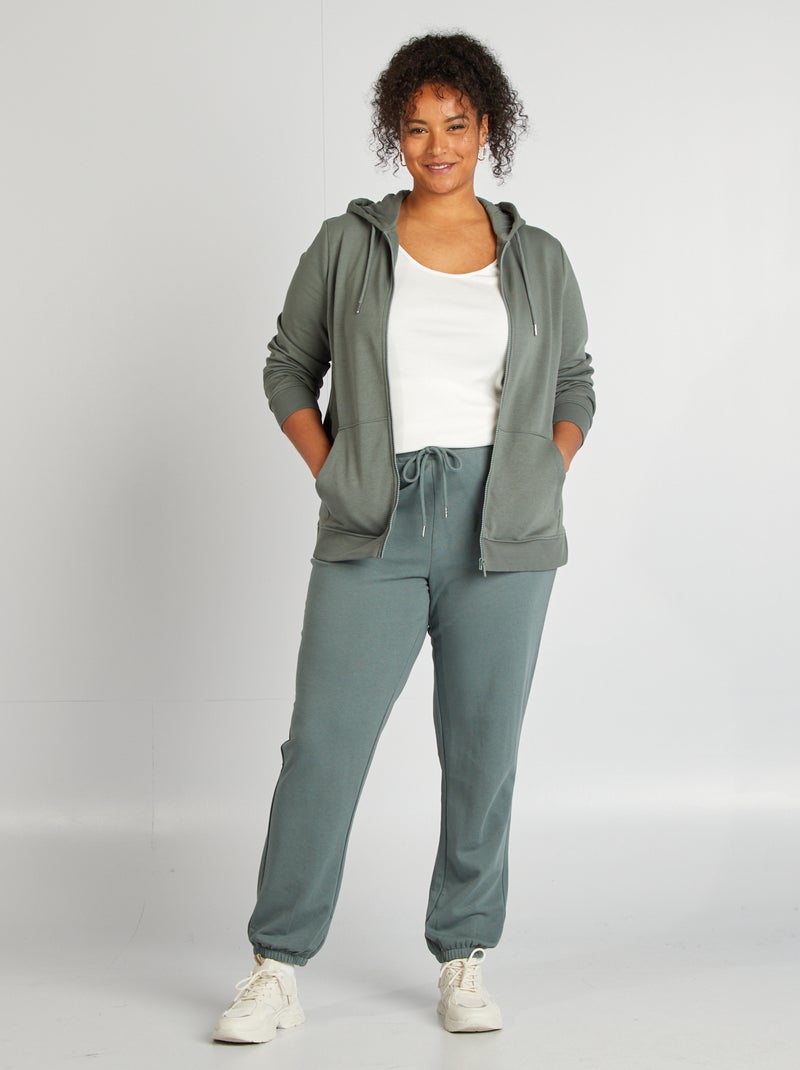 Sweat zippé à capuche VERT - Kiabi