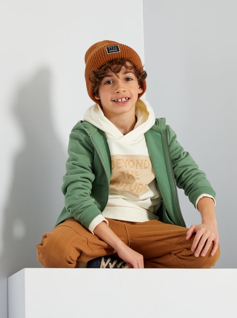 Sweat zippé à capuche vert - Kiabi