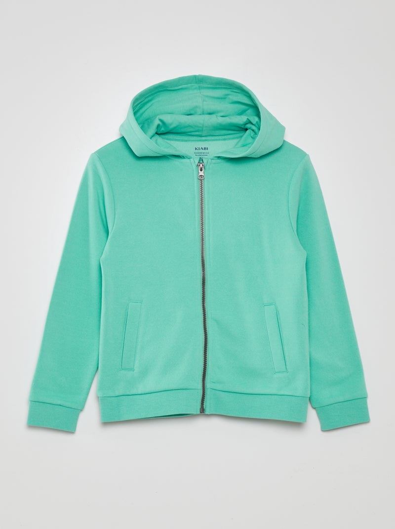 Sweat zippé à capuche Vert - Kiabi