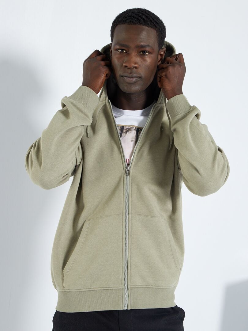 Sweat zippé à capuche Vert - Kiabi