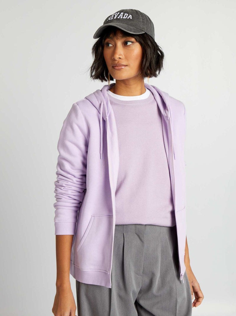 Sweat zippé à capuche Violet - Kiabi