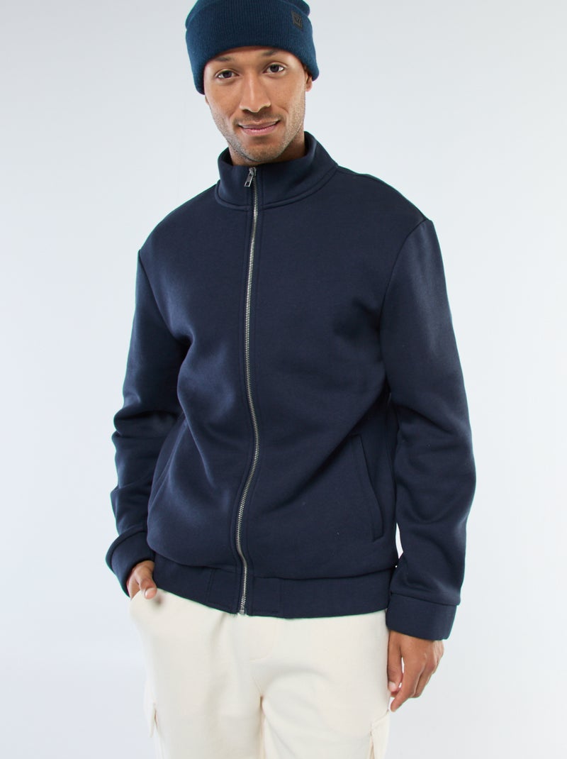 Sweat zippé à col montant Bleu - Kiabi
