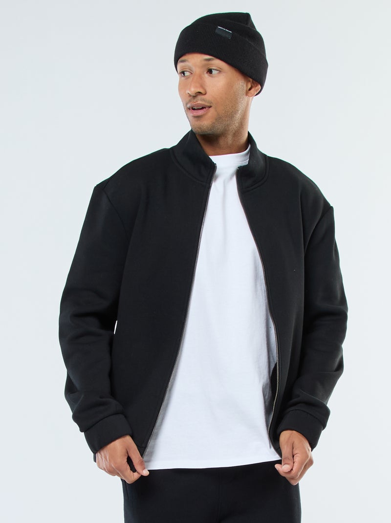 Sweat zippé à col montant Noir - Kiabi