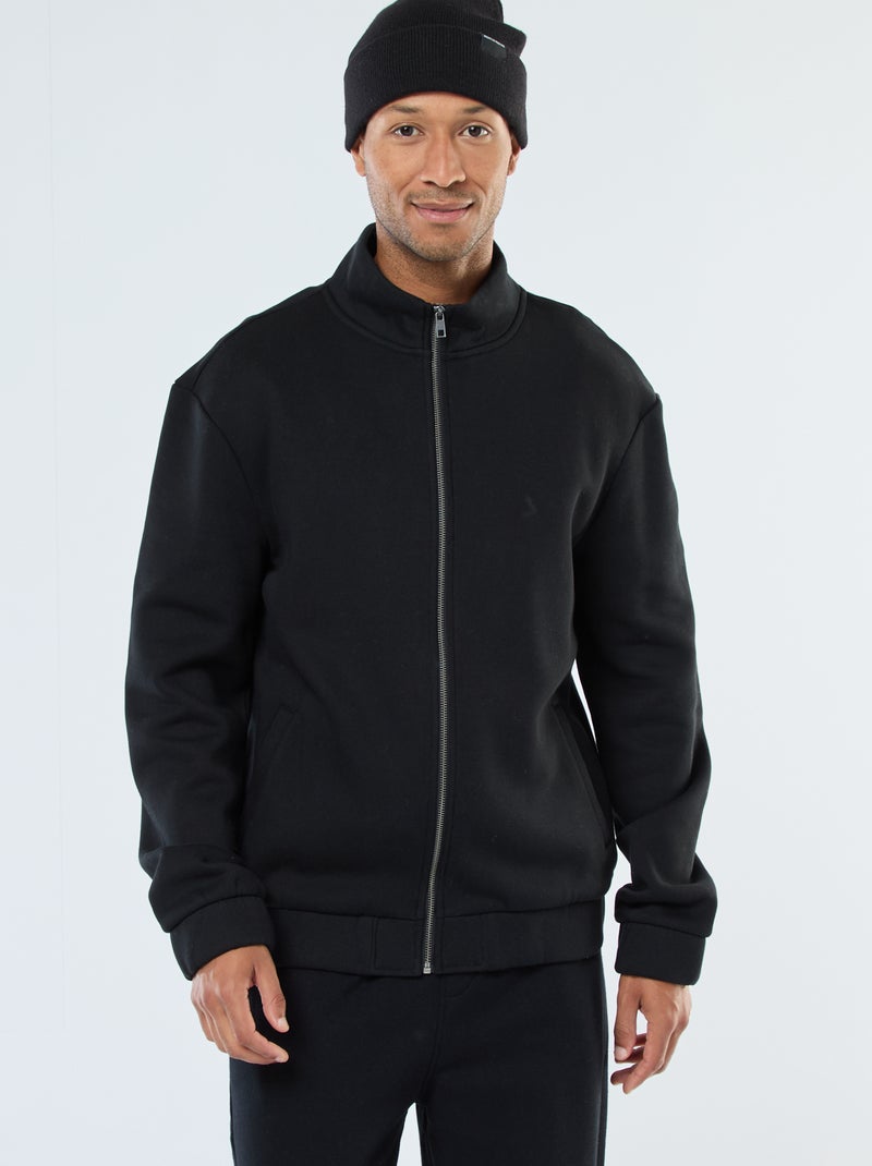 Sweat zippé à col montant Noir - Kiabi