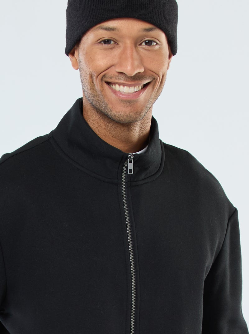 Sweat zippé à col montant Noir - Kiabi