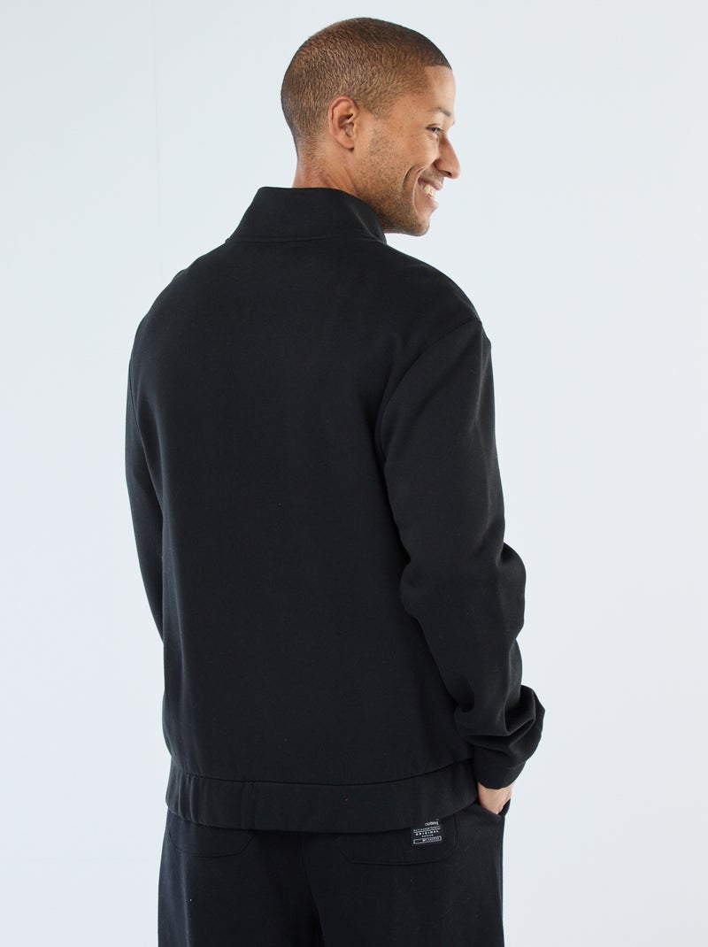 Sweat zippé à col montant Noir - Kiabi