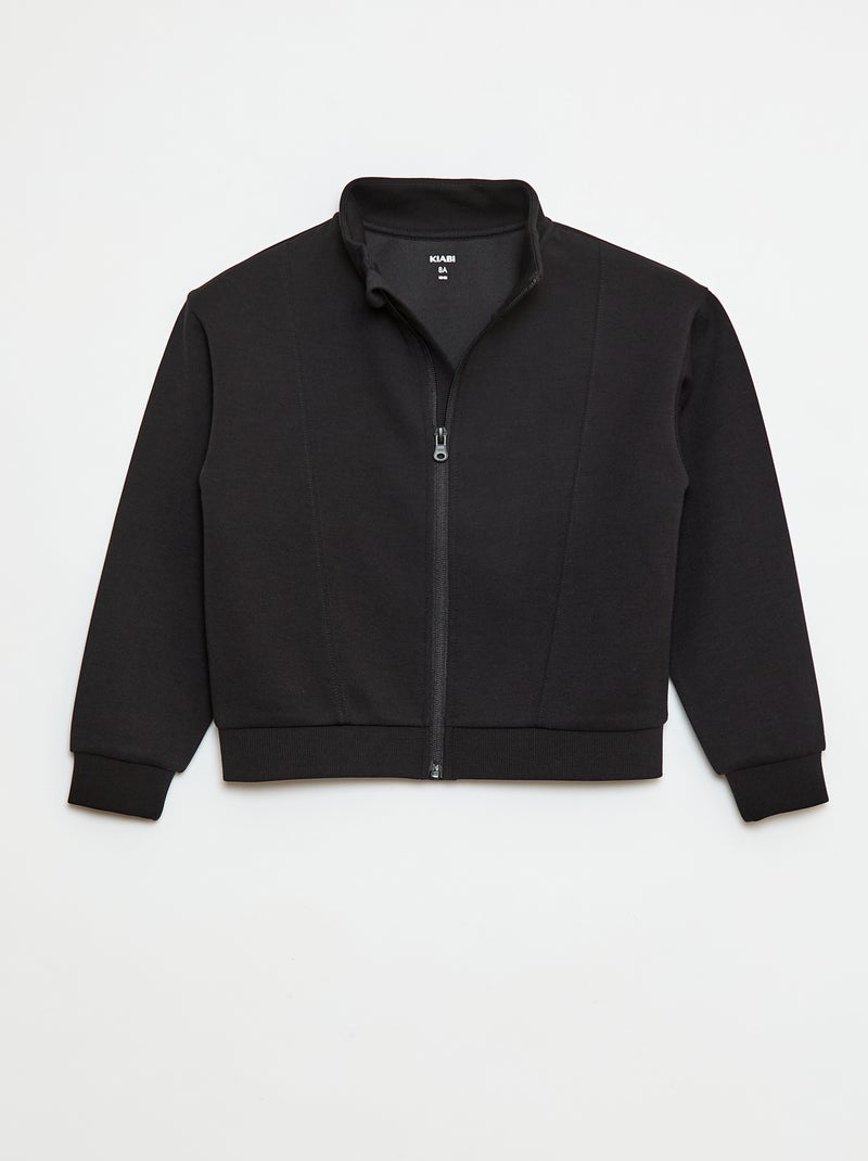 Sweat zippé à col montant Noir - Kiabi