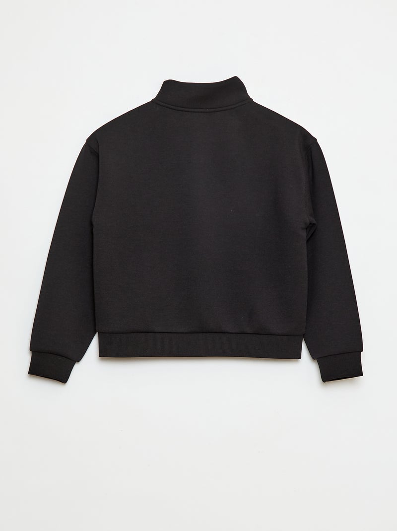 Sweat zippé à col montant Noir - Kiabi