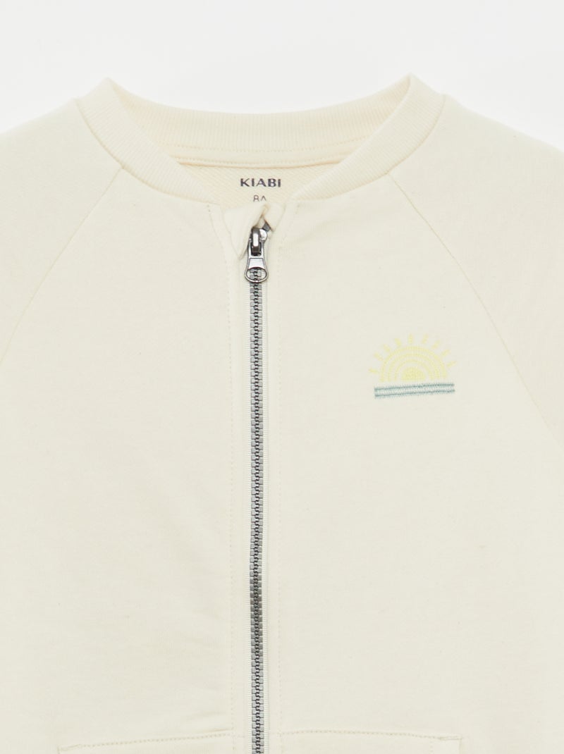 Sweat zippé à col rond BEIGE - Kiabi