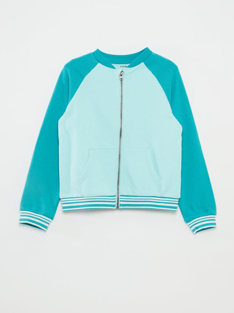 Sweat zippé à col rond BLEU - Kiabi