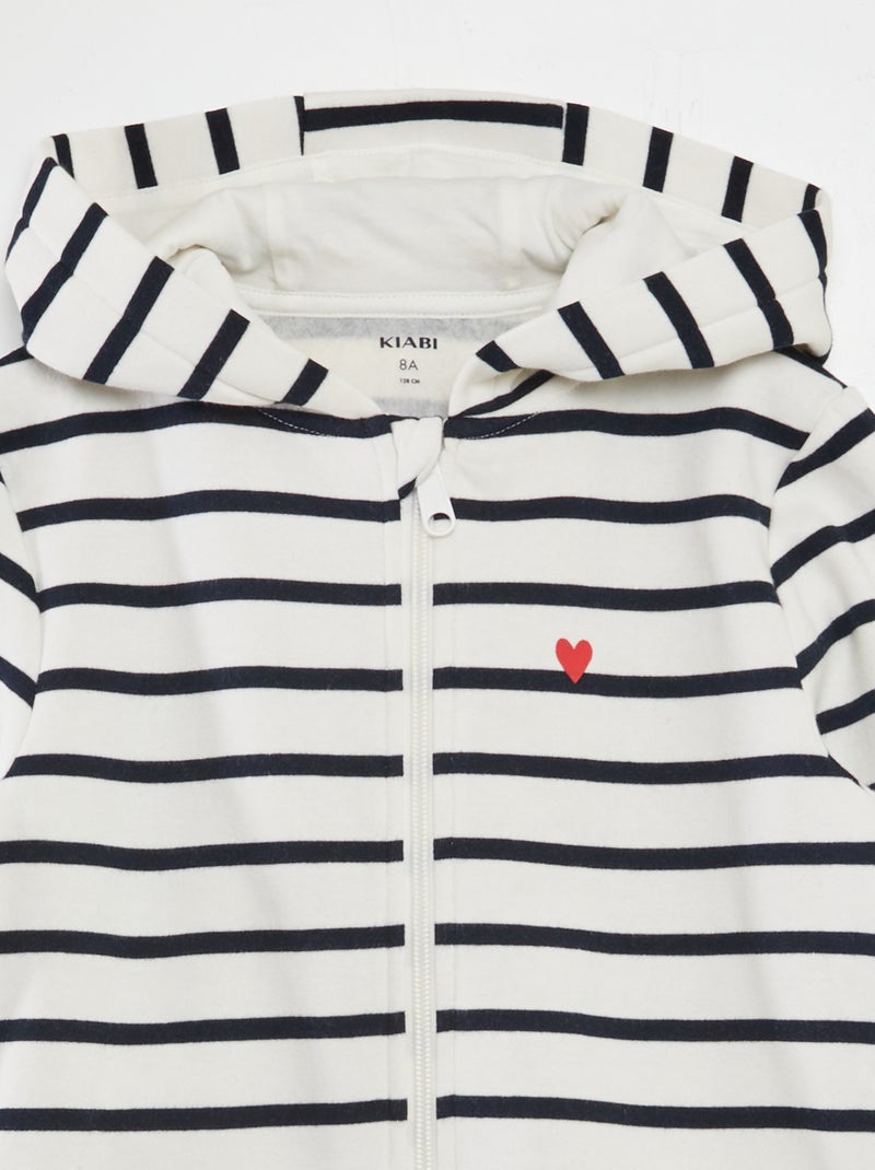 Sweat zippé à imprimé Blanc/bleu - Kiabi