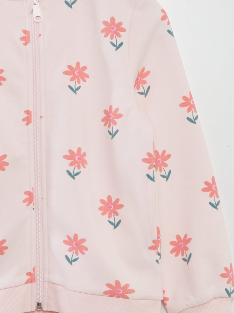 Sweat zippé à imprimé Rose clair - Kiabi